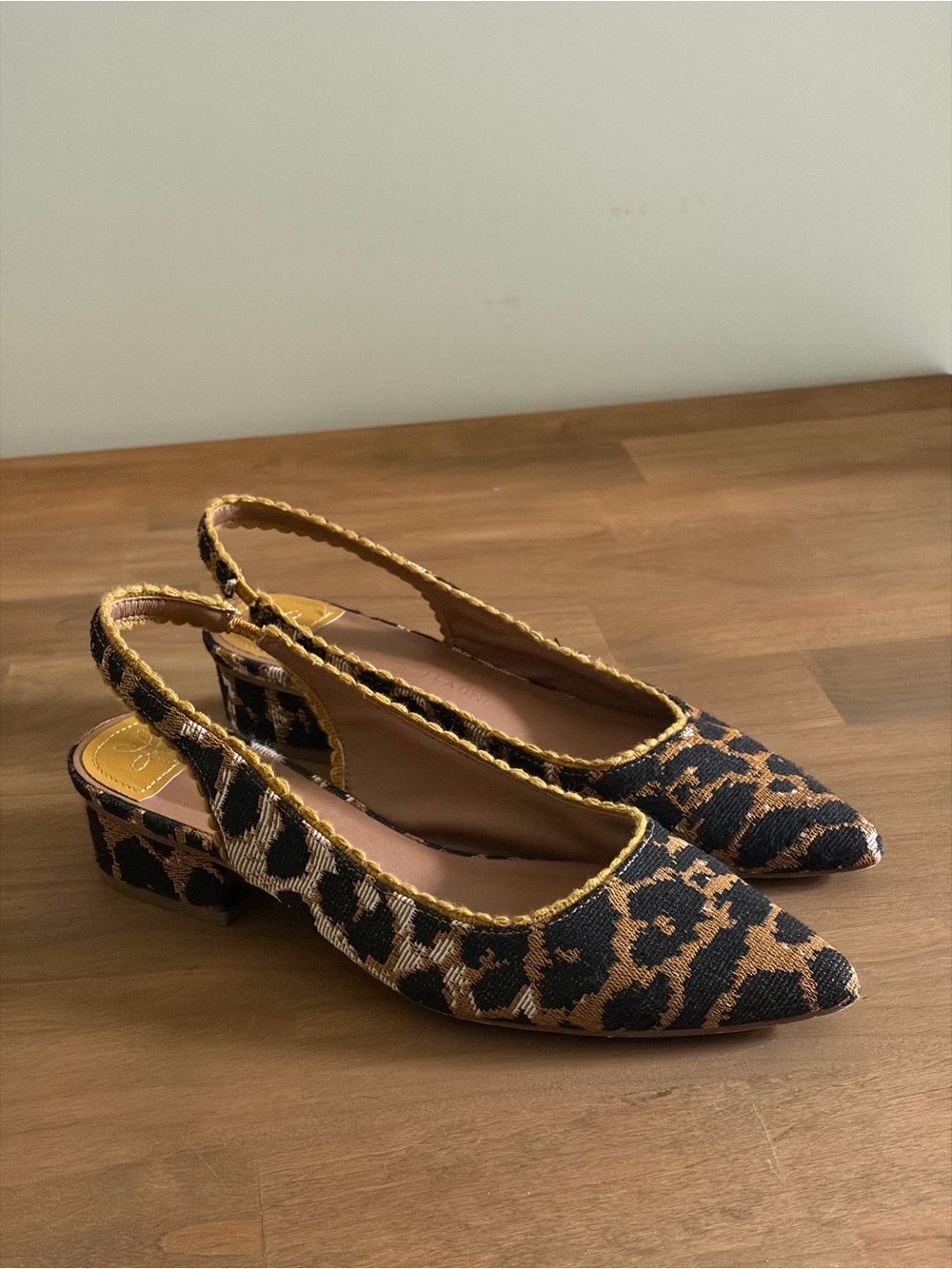 Chinese Laundry Woven Leopard Slingback Block Heels | Size 7.5M
